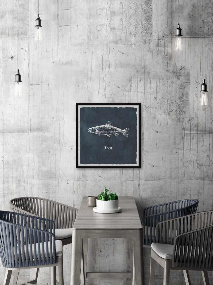 "Trout in Blue" Framed Painting Print, 32x32