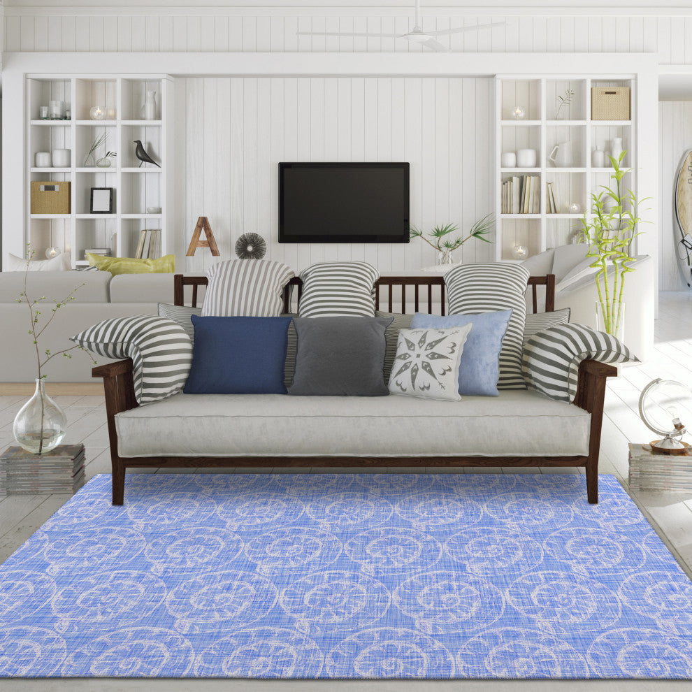 Indoor/Outdoor Seabreeze SZ11 Cobalt Machine Washable 10' x 14' Rug