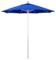 7.5' Silver Push Lift Aluminum Umbrella, Sunbrella, Pacific Blue