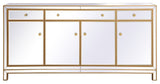 Elegant MF72072G Reflexion 72" Mirrored Credenza, Gold