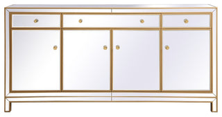 Elegant MF72072G Reflexion 72" Mirrored Credenza, Gold