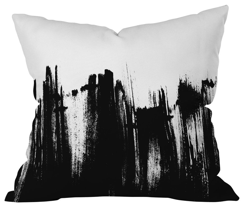 Kelly Haines Monochrome Brushstrokes Throw Pillow