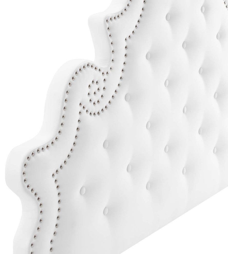 Gwyneth Tufted Performance Velvet Twin Platform Bed, White