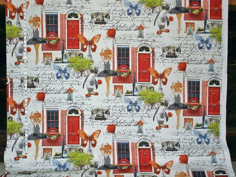 Fantasy Fabric Ballerina Eiffel Tower Surreal Dream, Sample Cut