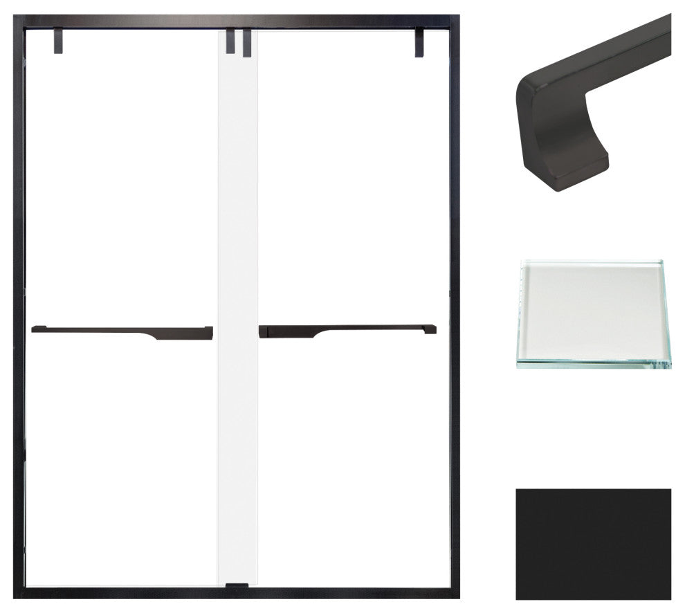 Eden 56-60" W x 80" H Shower Door, Iron Glass, Matte Black, Justin