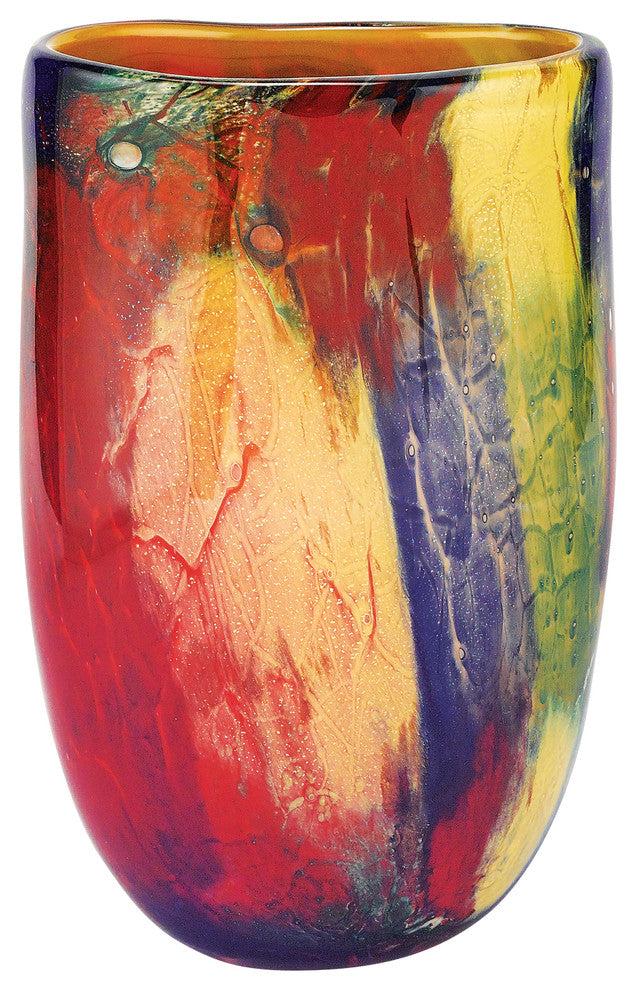Badash J204 Firestorm Murano Style Art Glass 11" Oval Vase