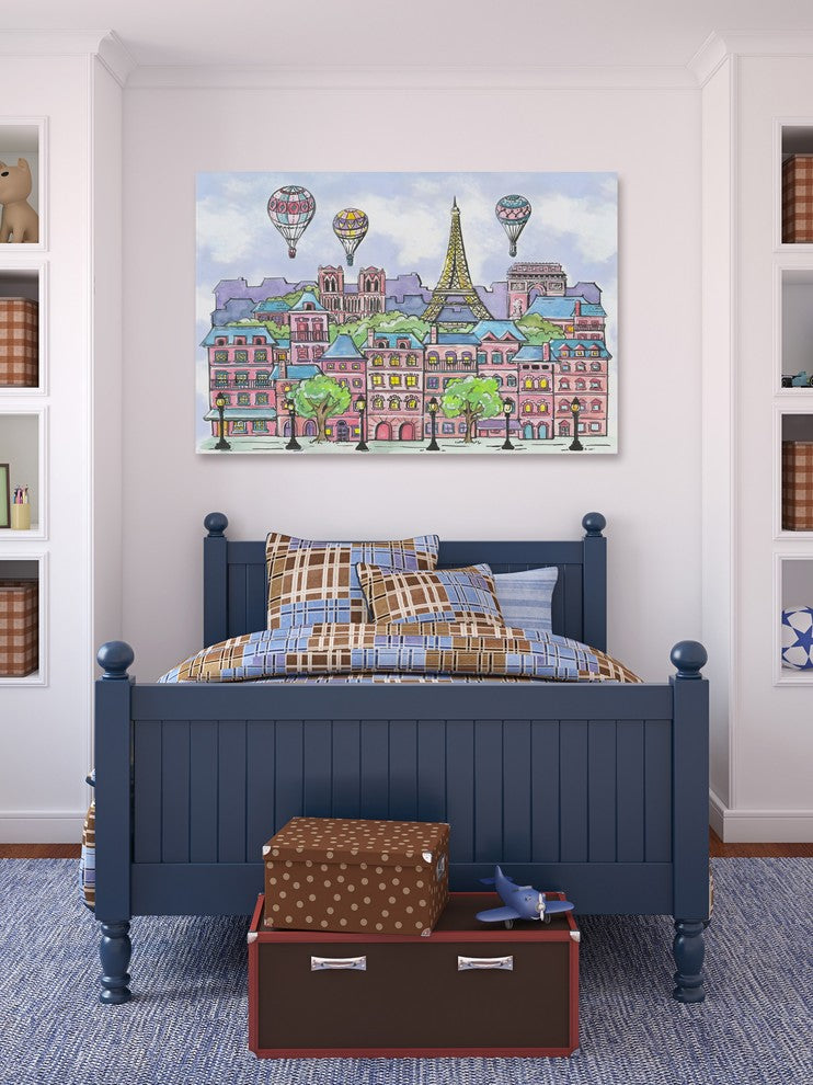 Marmont Hill, "Paris Balloons" by Reesa Qualia Painting on Wrapped Canvas, 60x40