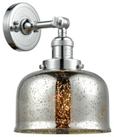 1-Light Large Bell 8" Sconce, Polished Chrome, Glass: Silver Mercury