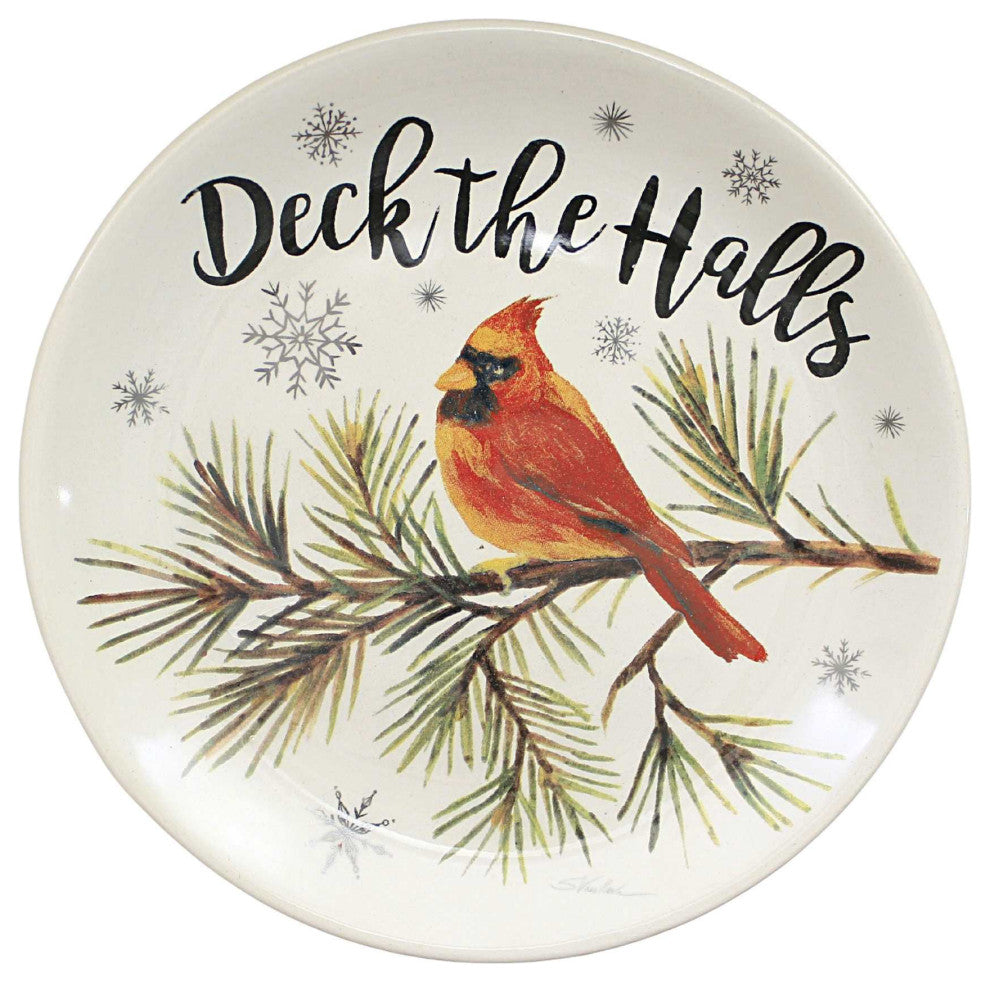 Tabletop Cardinal Dessert Plate Ceramic Christmas Red Bird C46004257 Jolly