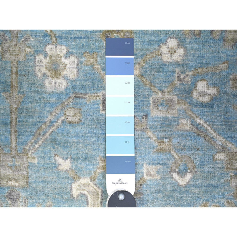 Blue Mahal Design Hand Knotted Pure Wool Round Oriental Rug, 7'10"x8'