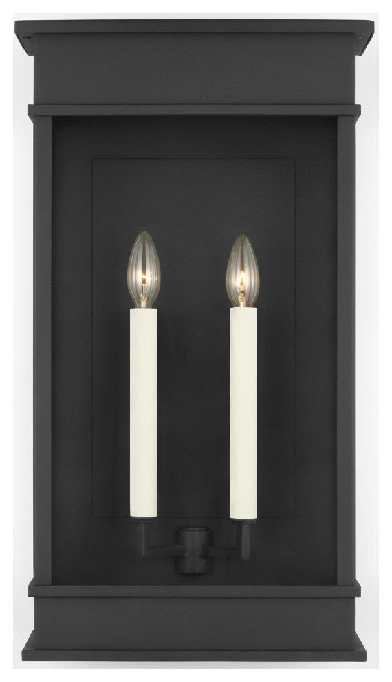 Cupertino 2-Light Outdoor Large Wall Lantern Sconce Light, Textured Black