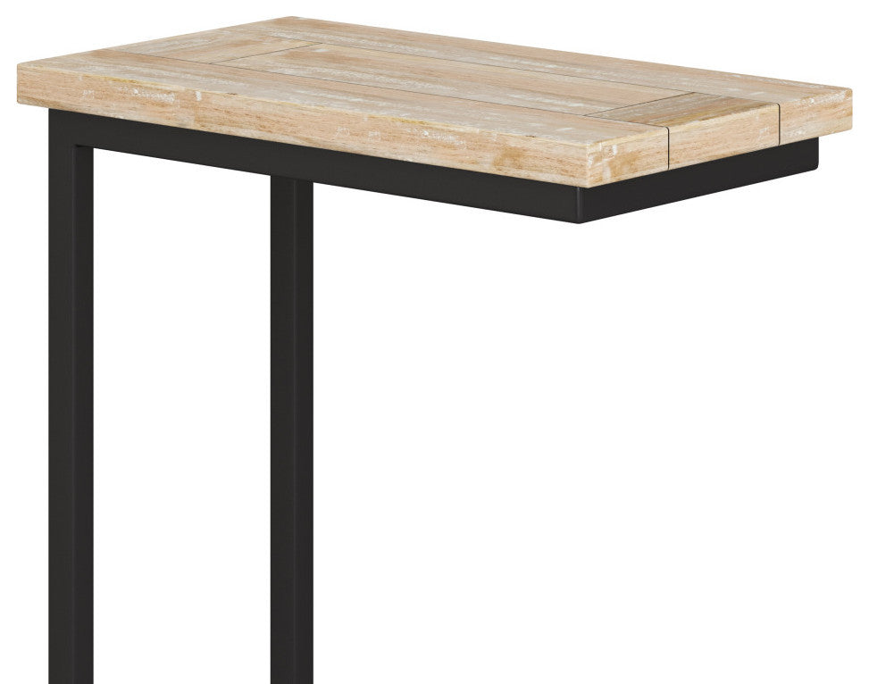 Skyler C Side Table With Marble Top, Distressed White Wash