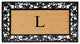 A1HC Floral Border Black 18x30 Rubber and Coir Heavy Duty Monogrammed Doormat, L