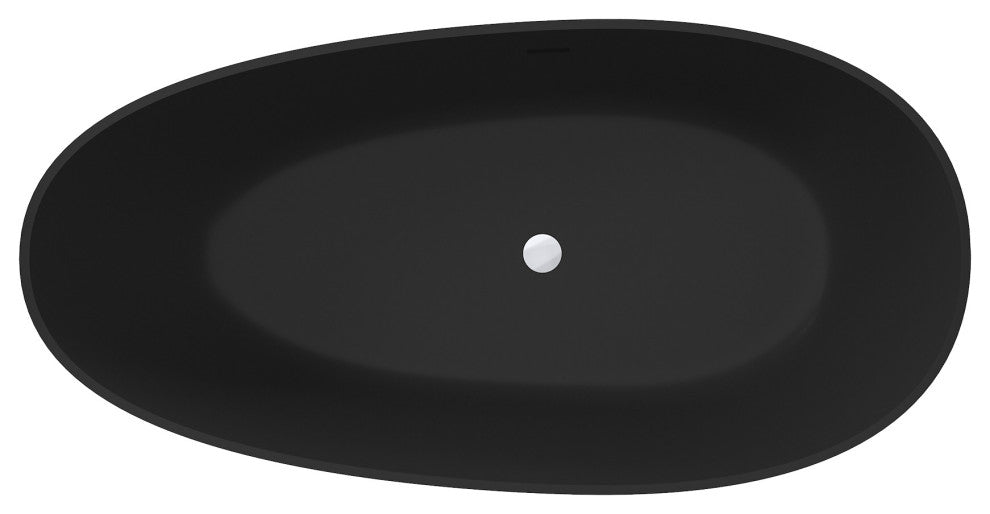 59in Solid Surface Freestanding Bathtub in Matte Black, Matte Black