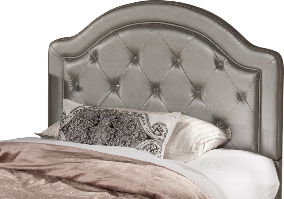 Karley Headboard, Headboard Frame Included, Silver Faux Leather, Full
