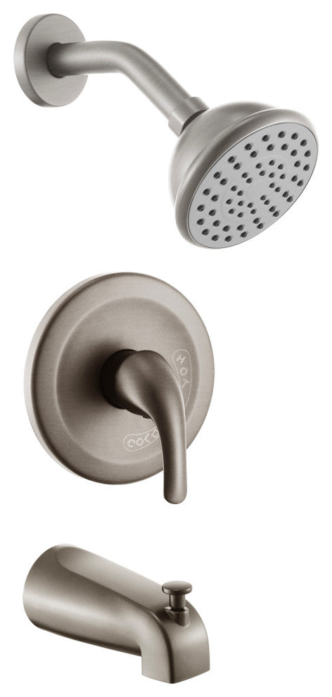Brushed Nickel 6 Inch Shower Faucet with Tub Spout Combo