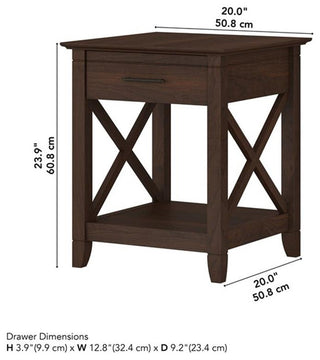Key West End Table with Storage in Bing Cherry - Engineered Wood