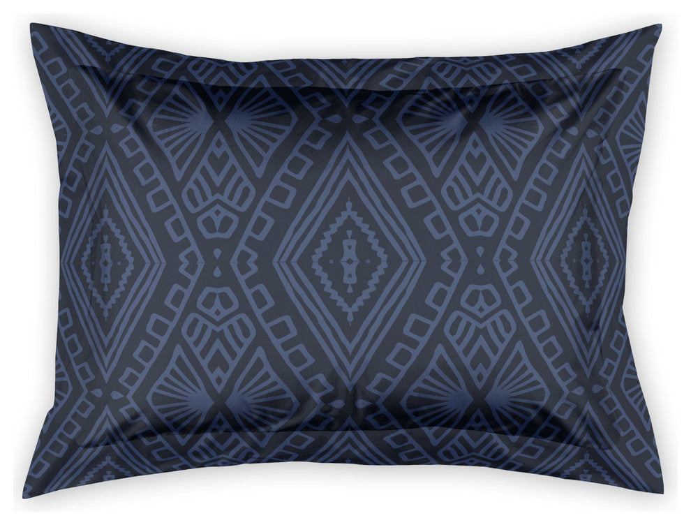 Navy Tribal Pattern Standard Brushed Poly Sham