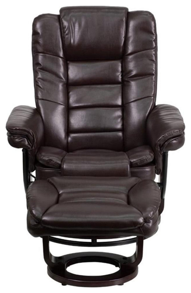 Bowery Hill Contemporary LeatherSoft Plush Arms Recliner in Brown