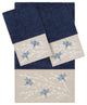 Linum Home Textiles Turkish Cotton Braelyn 3-Piece Embellished Towel Set, Navy