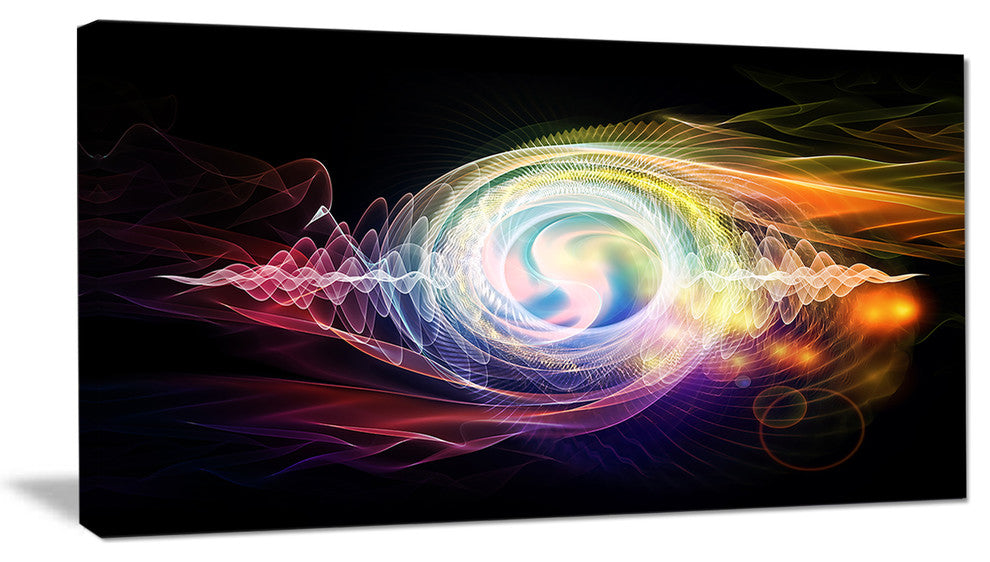 Bright Wave Particle in Air on Black, Large Abstract Canvas Wall Art, 32"x16"