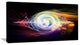 Bright Wave Particle in Air on Black, Large Abstract Canvas Wall Art, 32"x16"