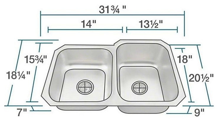 Polaris Sinks PR3501US-ENS 18 Gauge Kitchen Ensemble Bundle - 3 Items