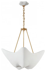 Cosima Medium Chandelier, 5-Light Hand-Rubbed  Brass, Plaster White Shade, 28"W