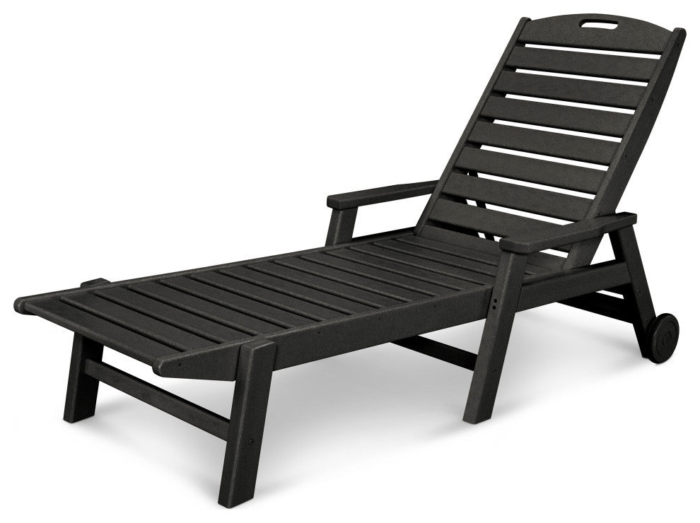 Polywood Nautical Chaise With Wheels, Black