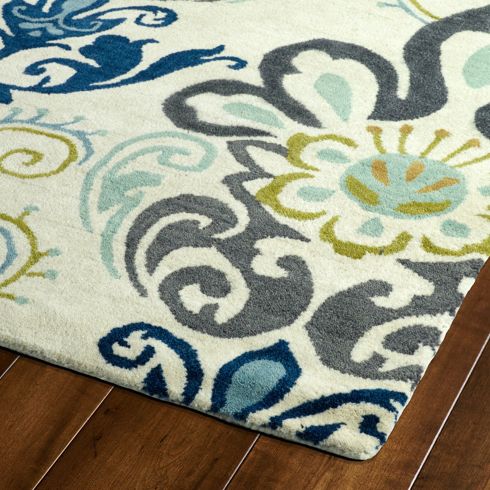 Kaleen Hand-Tufted Global Inspiration Wool Rug, Blue, 2''6"x8''