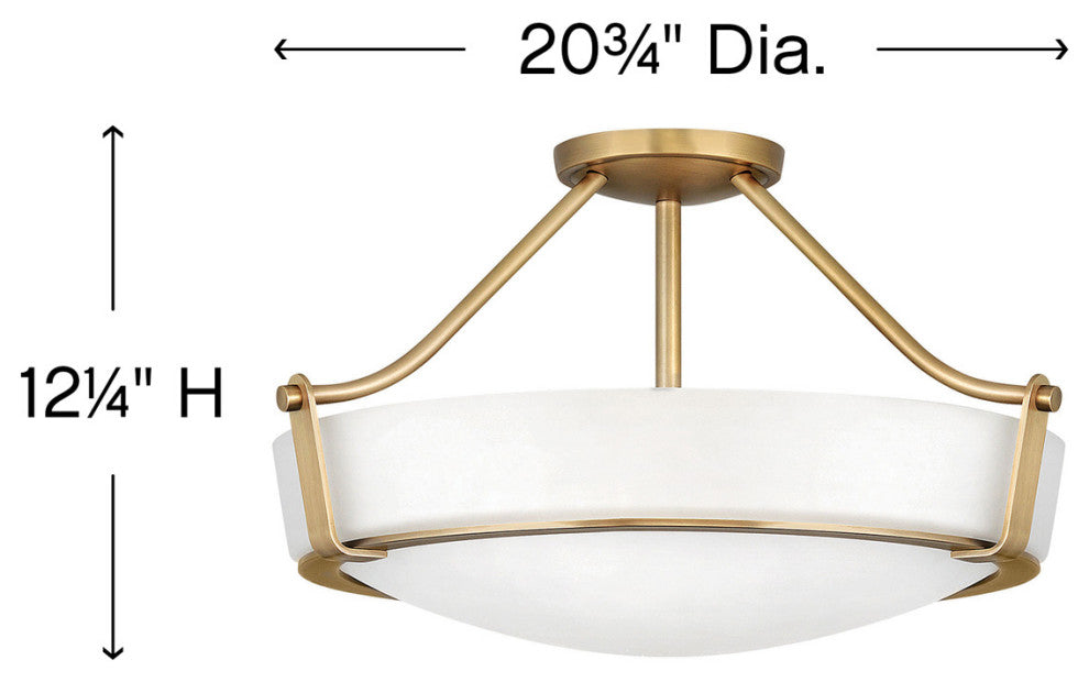 Hinkley Hathaway Large Semi-Flush Mount, Heritage Brass