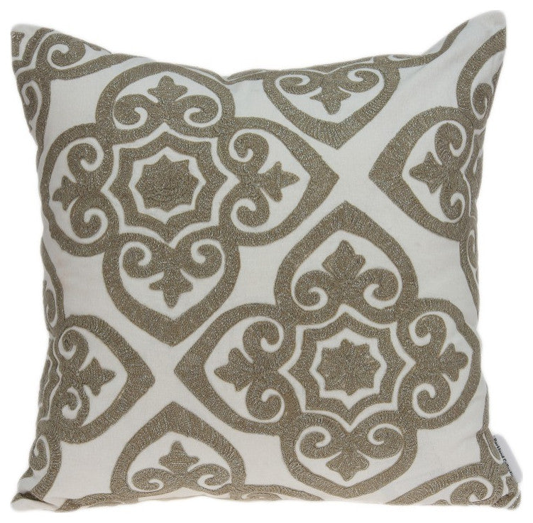 HomeRoots 20" x 7" x 20" Bling Ivory Pillow Cover With Poly Insert