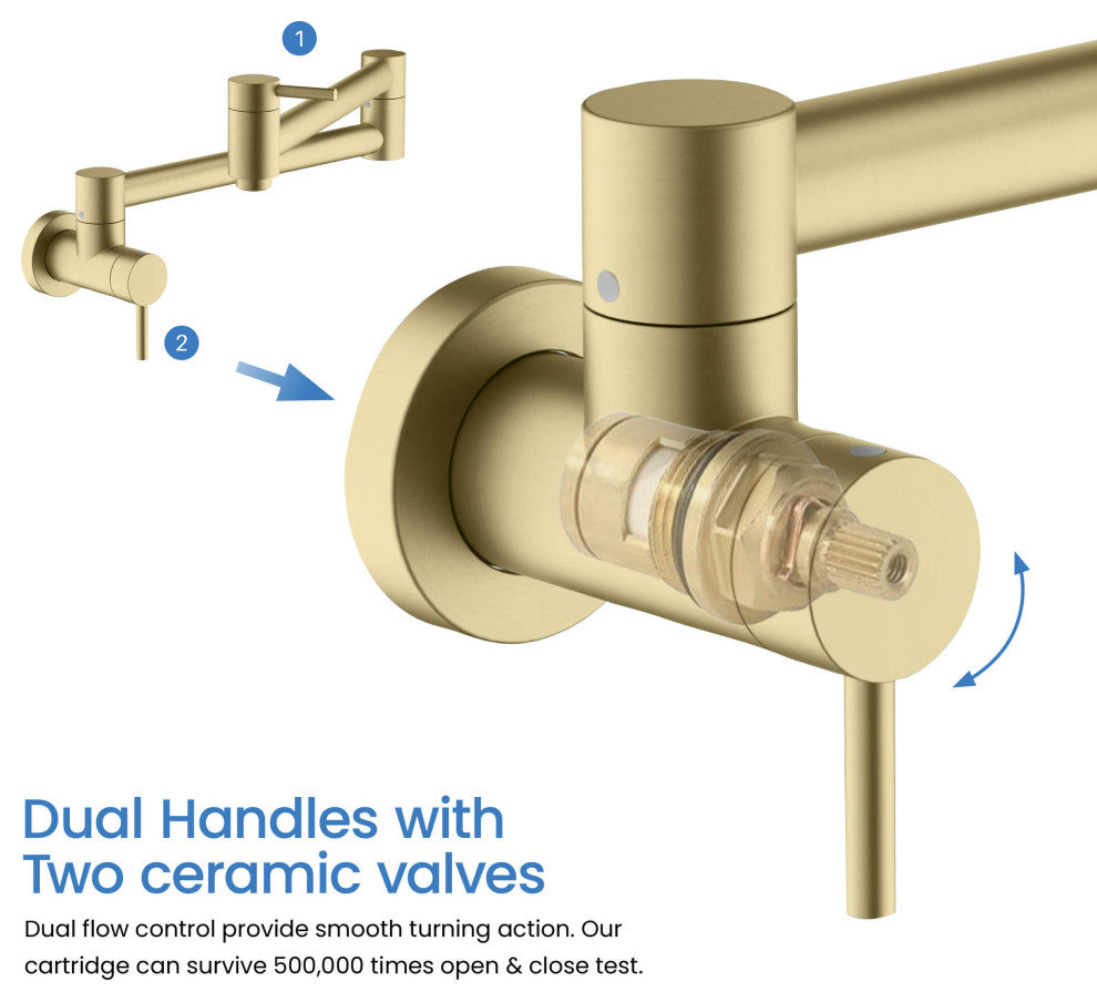 Circular Pot Filler, Brushed Gold