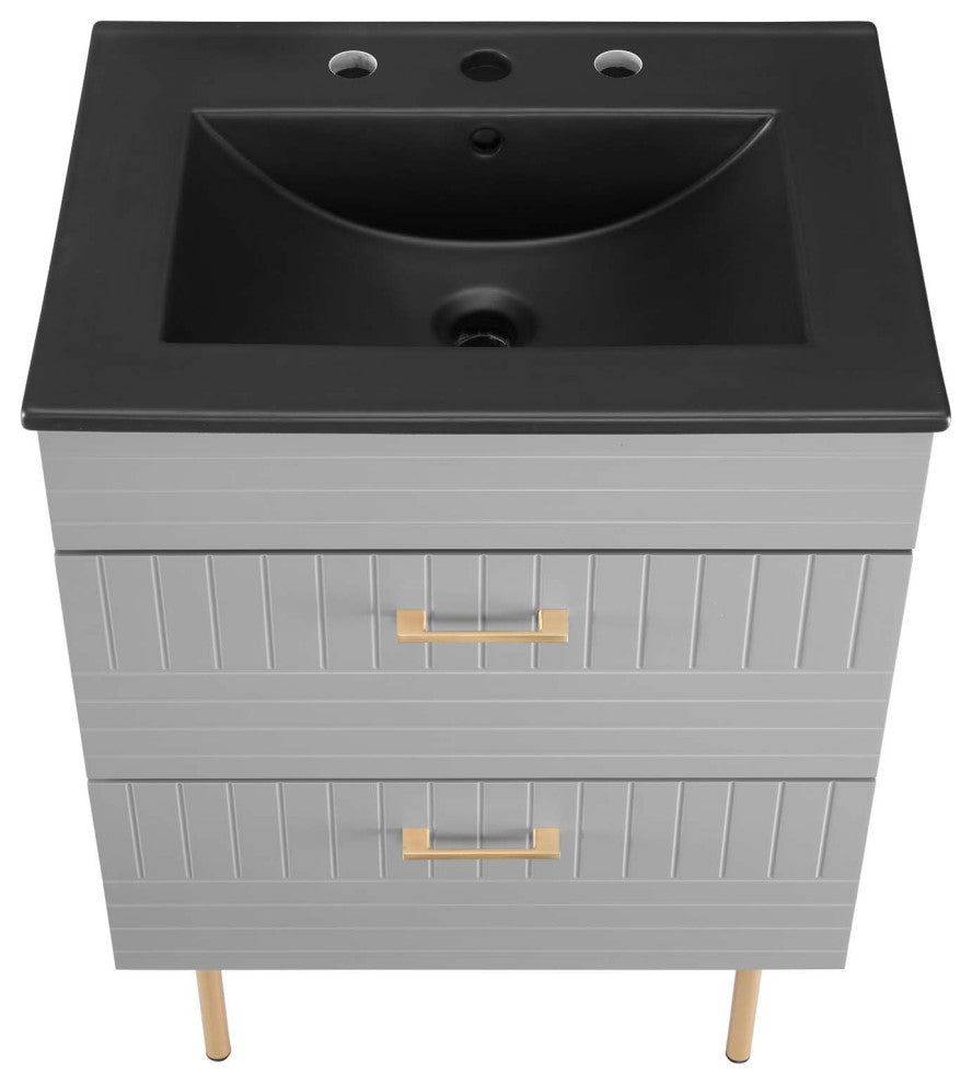 Daybreak 24" Bathroom Vanity, Light Gray Black