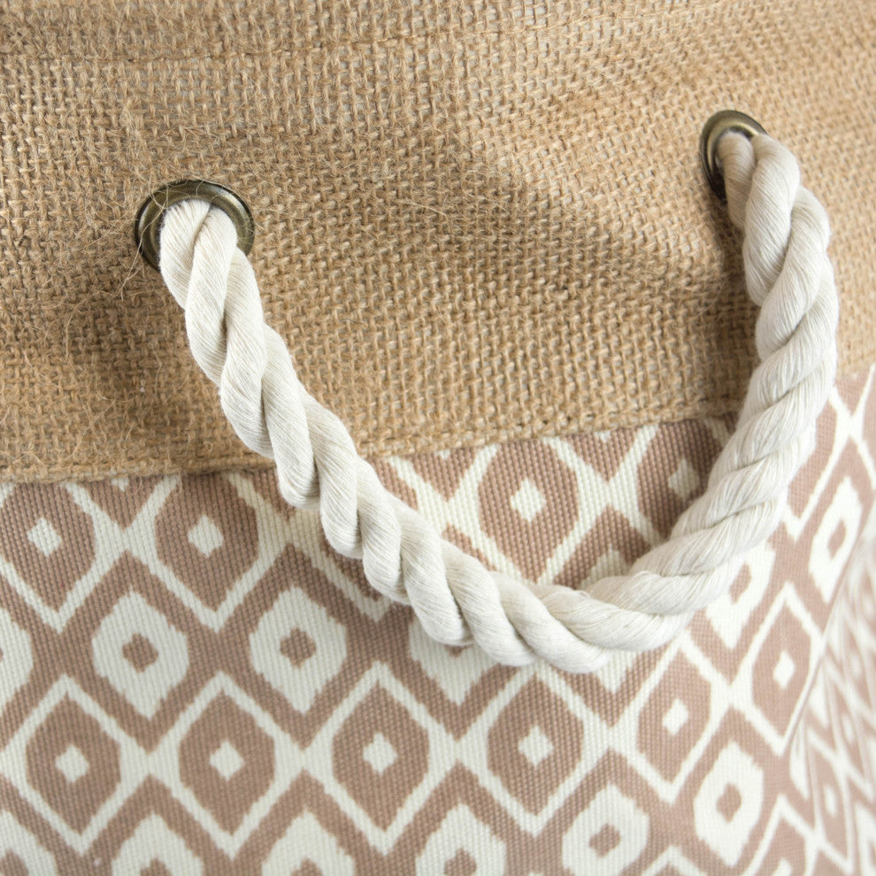 Burlap Bin Ikat Brown Round Medium 12"x15"x15"
