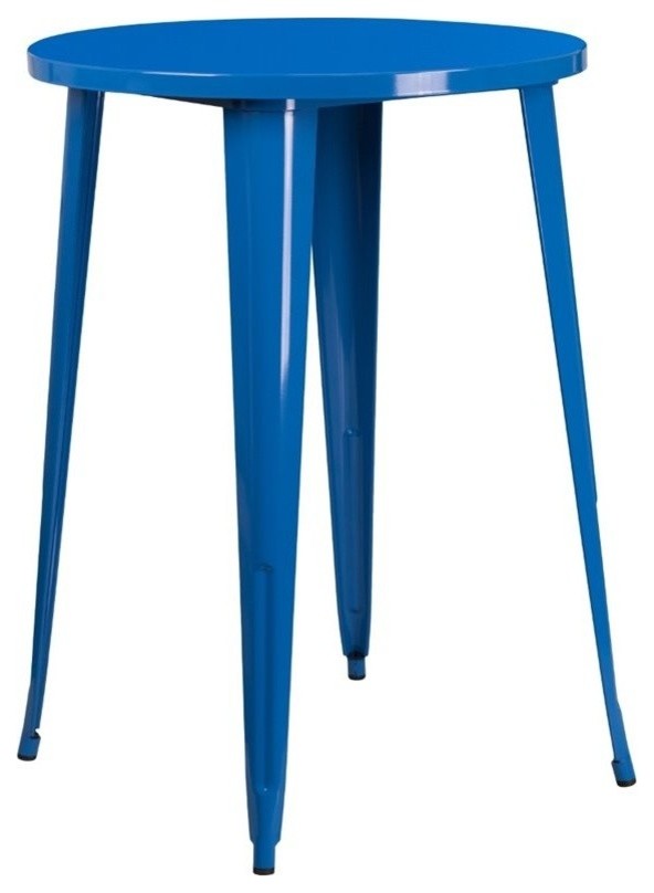 Commercial Grade 30" Round Blue Metal Indoor-Outdoor Bar Height Table