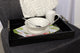 Lipton Decorative Wood Tray with Metal Handles, Black/Silver