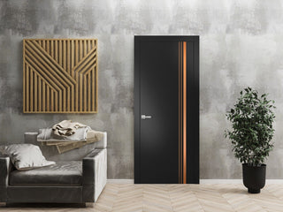 Solid French Door 30 x 80 | Planum 1010 Matte Black with| Bathroom