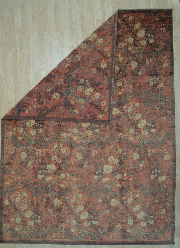 Red Transitional All Over Turkish Knot Area Rug