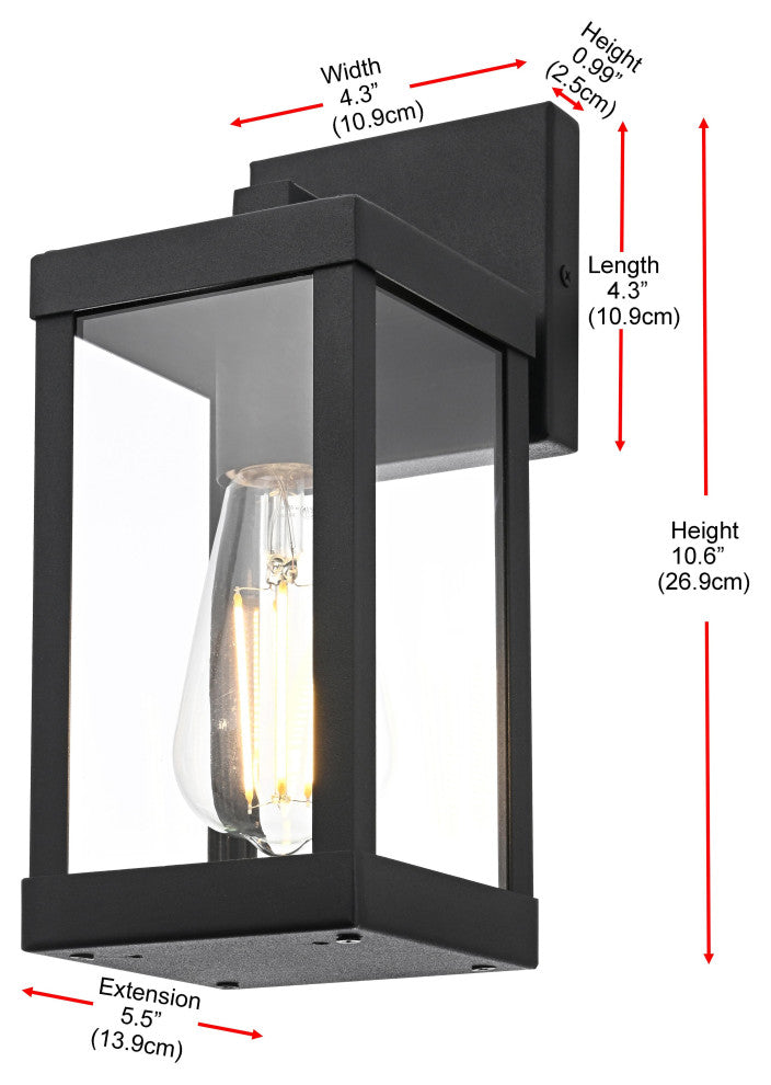 Home Living 4" Outdoor Wall Sconce, Black