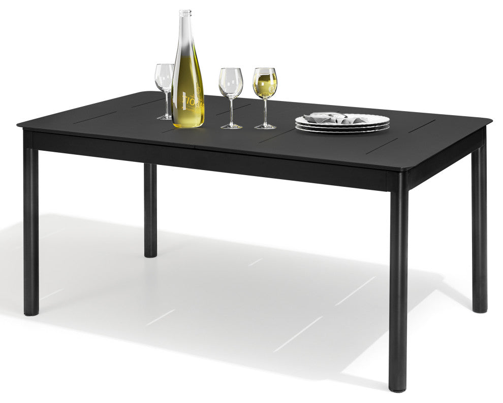 6-8 Person Rectangle Expandable Aluminum Outdoor Patio Dining Table, Black