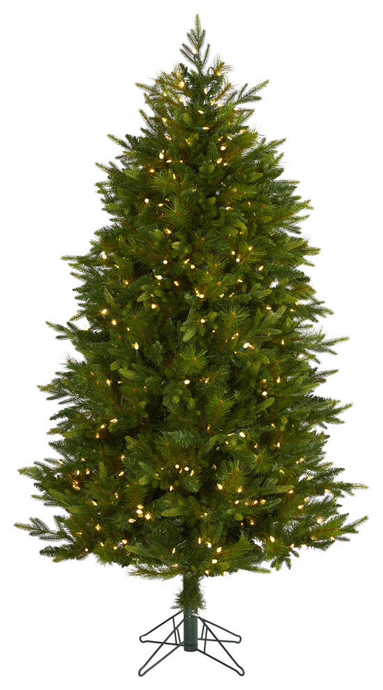 6' Hartford Fir Faux Xmas Tree W/Multifunction Lights  & Bendable Branches