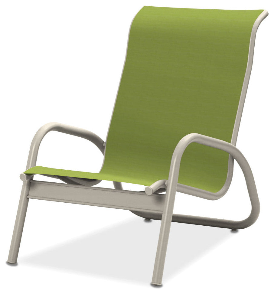 Gardenella Sling Stacking Poolside Chair, Textured Warm Gray, Lime