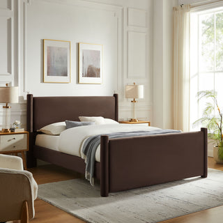 Rael Performance Velvet Queen Platform Bed, Chocolate Brown