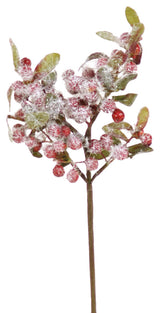 9" Red Berry Pick with Leaf and Snow
