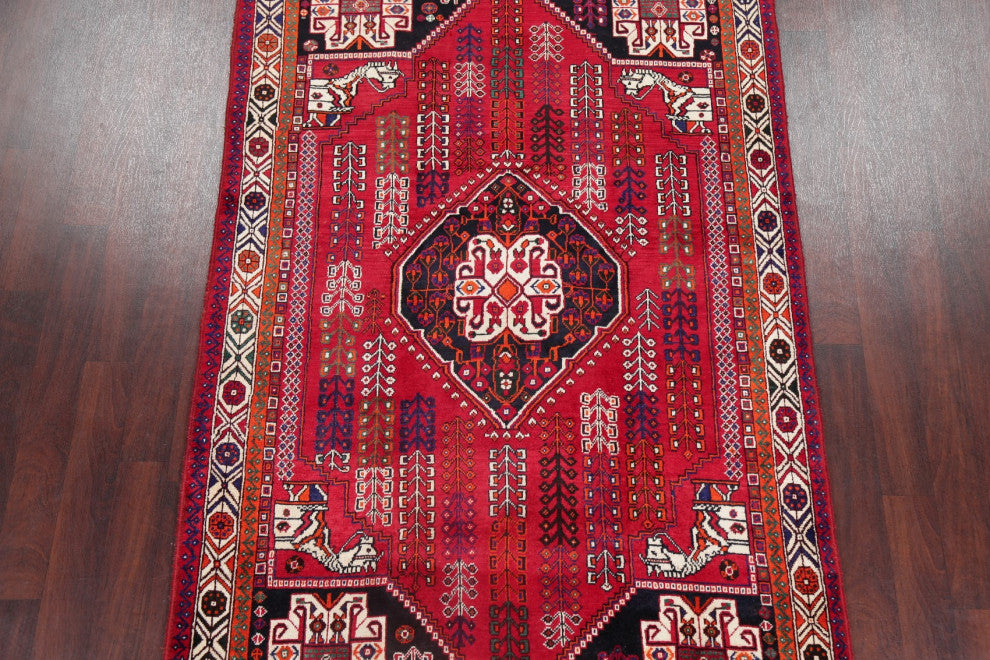 Consigned, Oriental Hand Made Vintage-Style Persian Area Rug, Red, 5x8