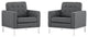 Modern Gray Loft Armchairs Upholstered Fabric Set of 2