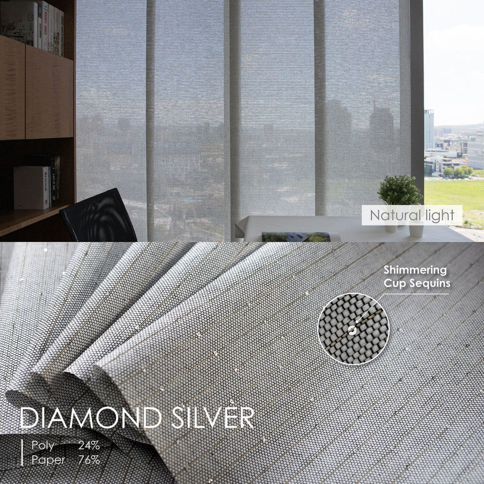 Adjustable Sliding Panel Track Blind 45.8"-86" W x 96" L, Classic, Diamond Silve