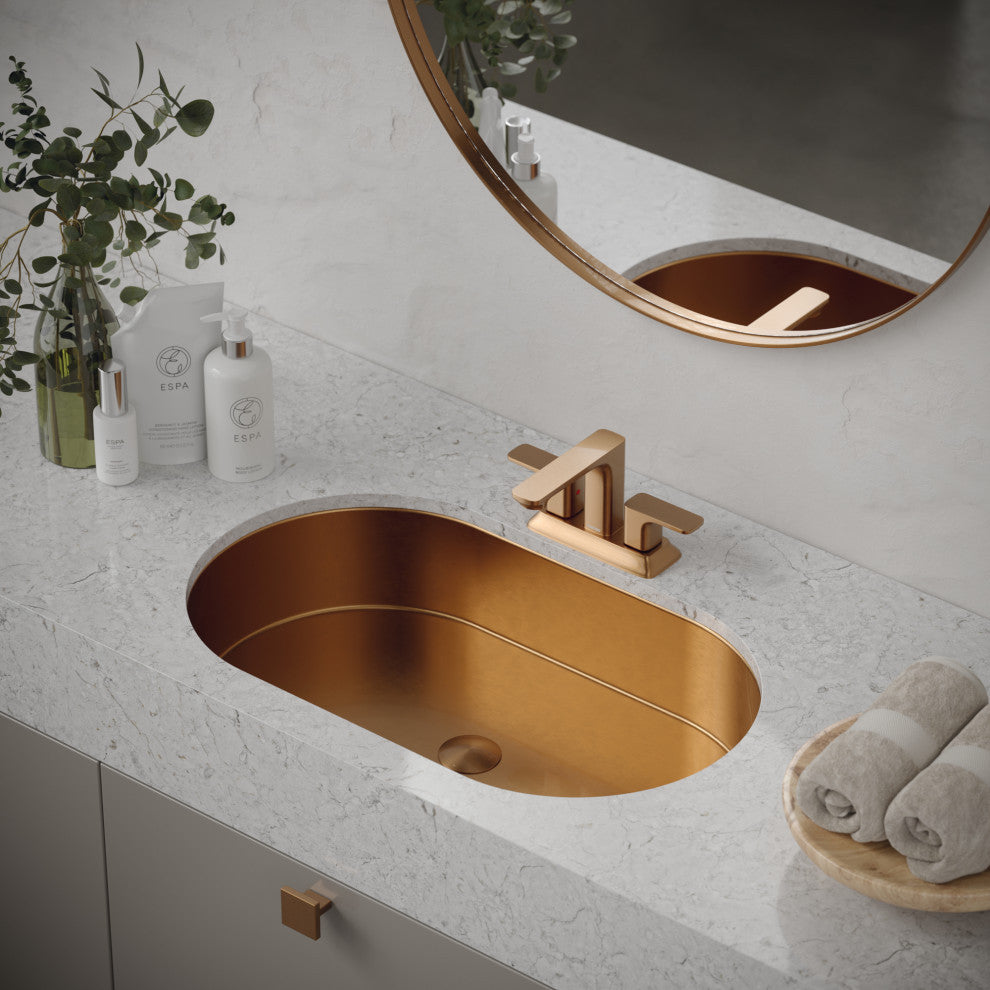 Karran Cinox Stainless Steel Oval Undermount Sink, Brushed Copper