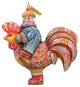 Hand Painted Snowman On Rooster Figurine Ornament